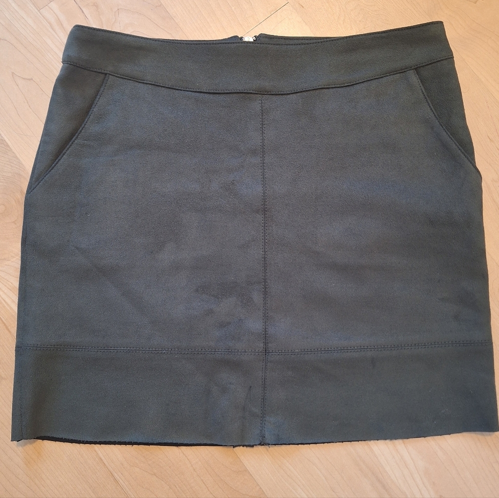 Mini Forest Green Skirt- Faux Suede Look - Stretch Material